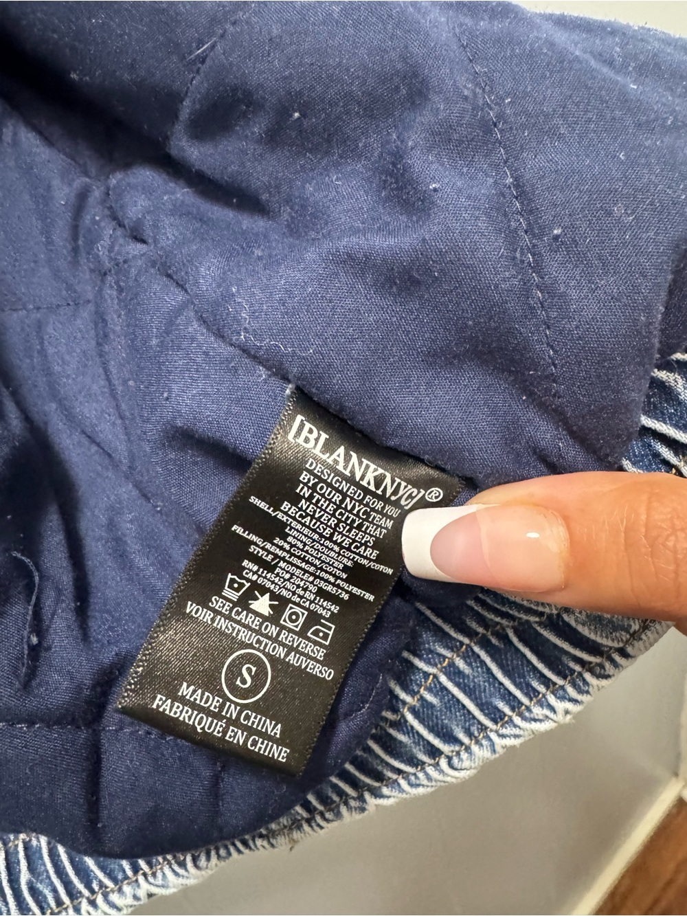 Blank NYC Light Blue Denim Puffer Jacket - Picture 4 of 4
